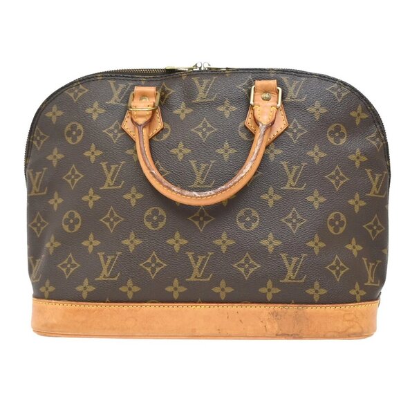 LOUIS VUITTON LV Logo Alma Hand Bag Monogram Leather Brown France M51130 88EF094 - Picture 4 of 16